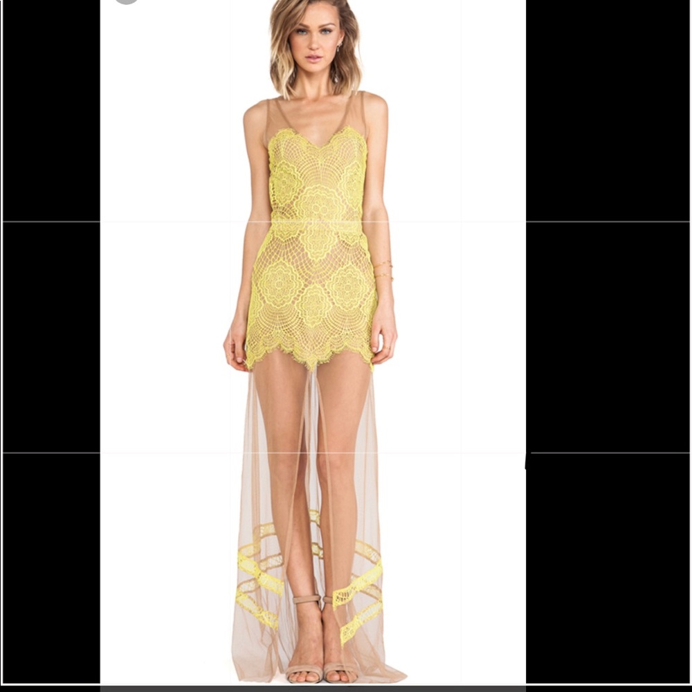 For love & lemons lace yellow dress